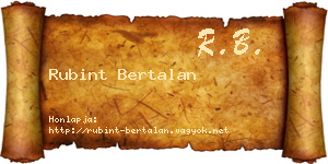 Rubint Bertalan névjegykártya